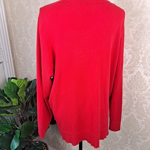 Lane Bryant Size 18/20 Red Button Front Cardigan Long Sleeve Round Neck - Picture 4 of 9